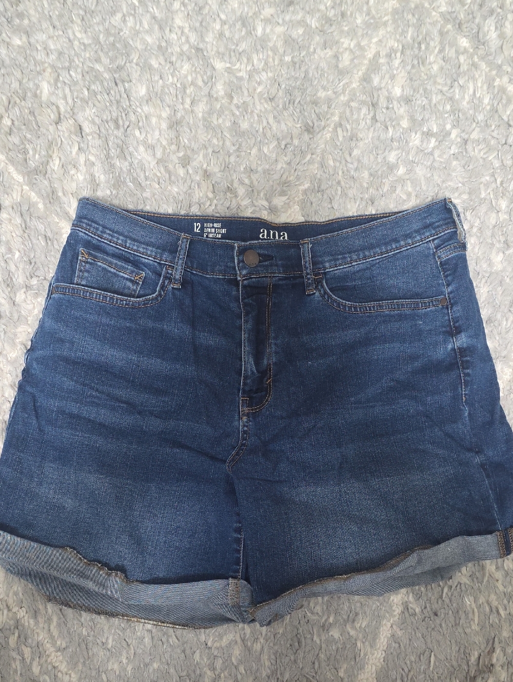 Midnight Indigo Denim Roll-Hem Shorts by ana . Size 12 New